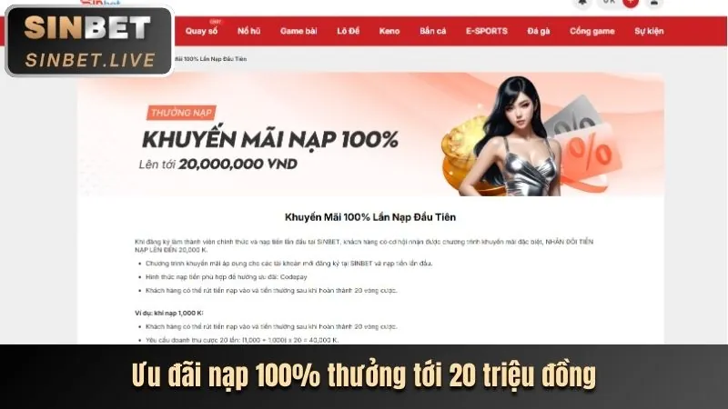 Thưởng chào mừng 100% Mig8